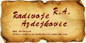 Radivoje Azdejković vizit kartica